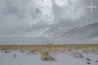 O Altiplano sob neve, "Quebrada del Agua", perto do passo e vulcão Socompa, província de Salta, Argentina