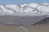 Road, winter, on the Altiplano of Catamarca, Argentina